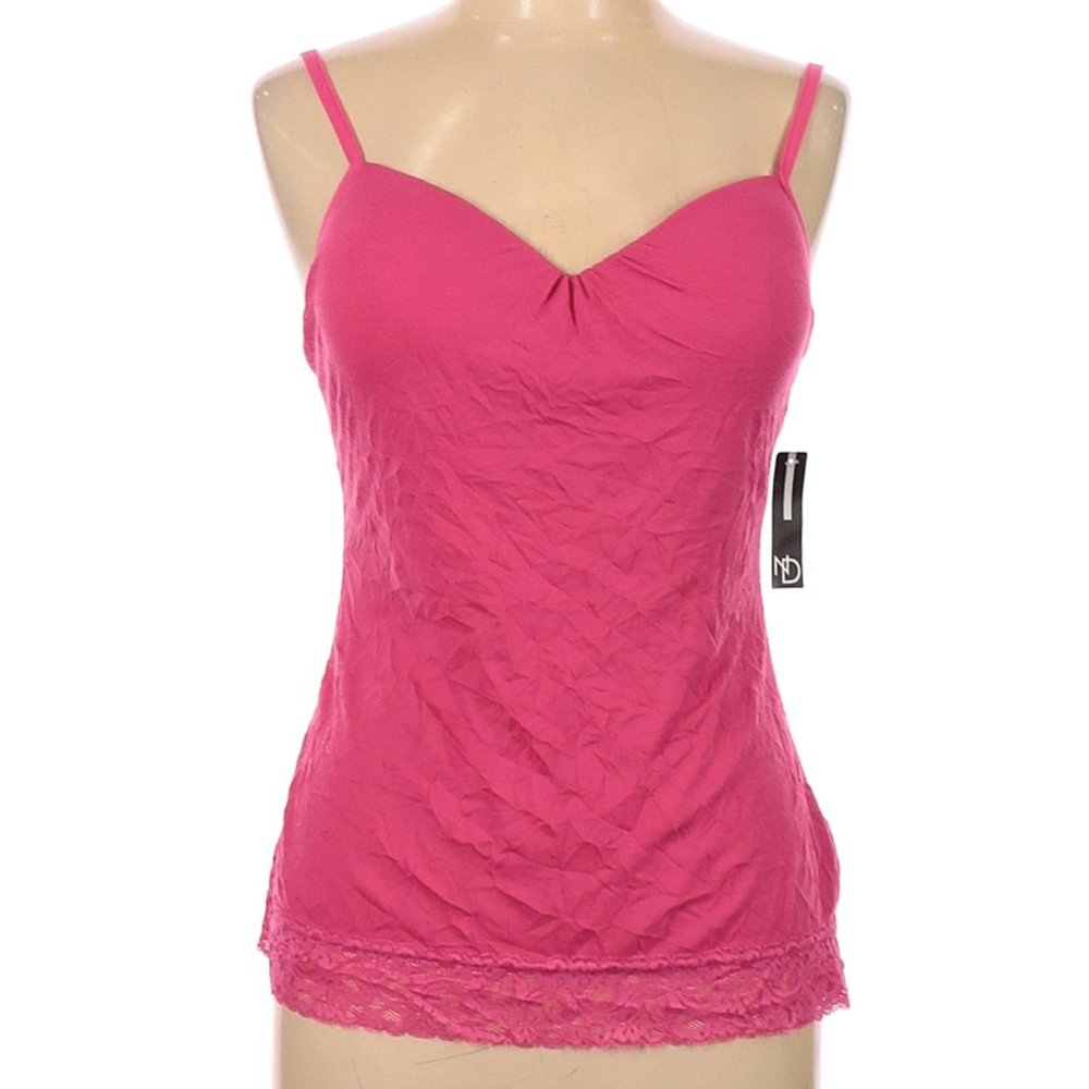 New Directions Pink Lace Trim Tank Top Medium NWT